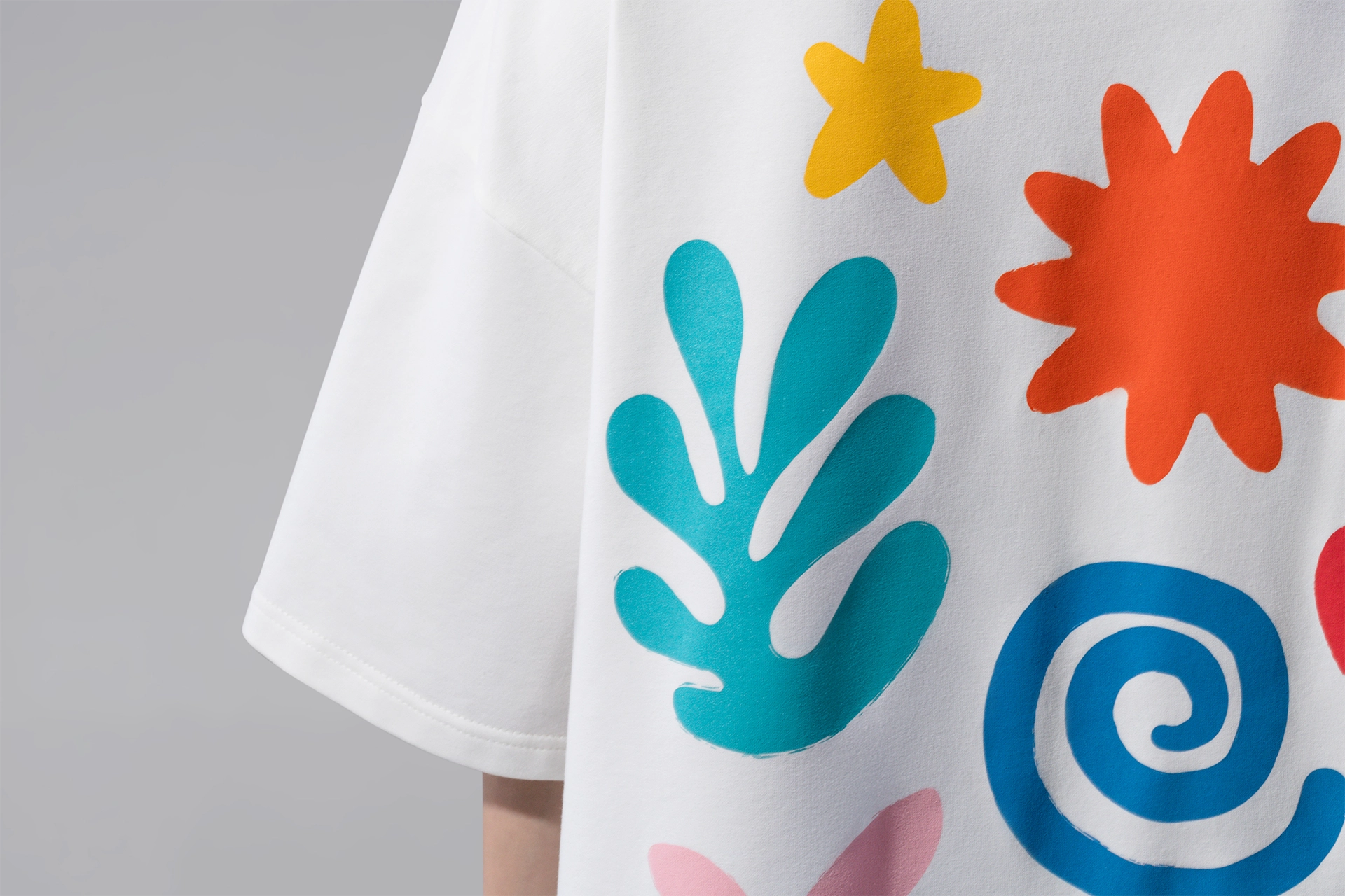 חולצת טי-שירט אוברסייז, שמנת