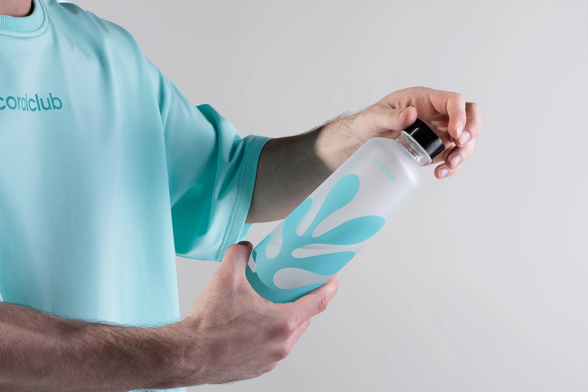 בקבוק זכוכית ClearWater עם נרתיק, אדום